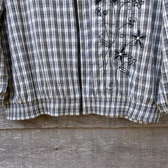 🤍🖤Vintage BonWorth Lightweight Embroidered Jacket Full Zipper Pockets Large - Picture 7 of 13